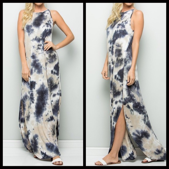40% CLEARANCE 🎄Brianna Tie Dye Maxi-Navy - Picture 2 of 4